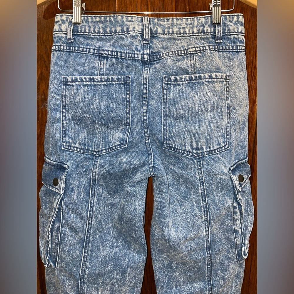 Future Collective with Kahlana Barfield Brown Medium Wash Cargo Jeans - Picture 9 of 11